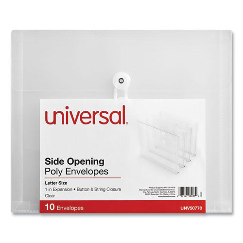 Side Opening Poly Envelopes, 1" Expansion, Letter Size, Clear, 10/pack.