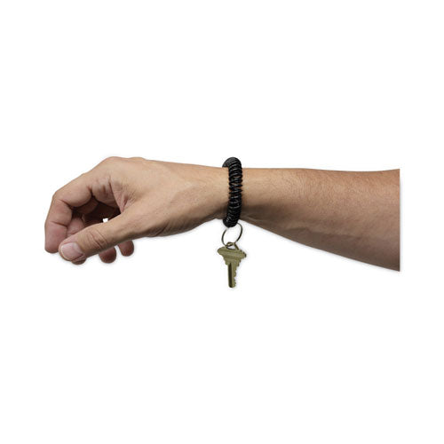 Wrist Coil Plus Key Ring, Plastic, Black, 6/pack.