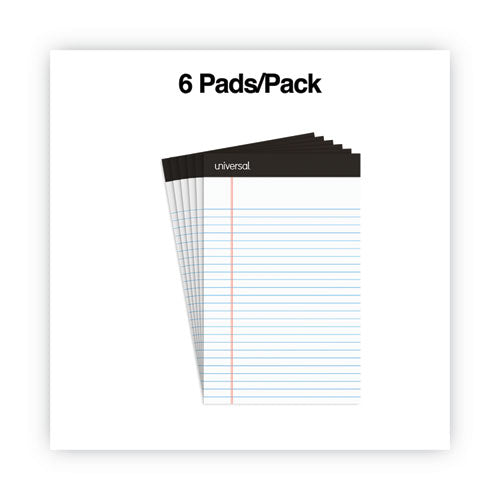 Premium Ruled Writing Pads With Heavy-duty Back, Narrow Rule, Black Headband, 50 White 5 X 8 Sheets, 6/pack.