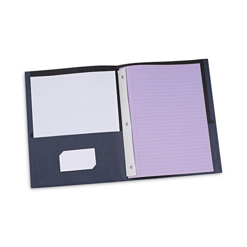 Two-pocket Portfolios With Tang Fasteners, 0.5" Capacity, 11 X 8.5, Dark Blue, 25/box