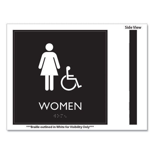 Ada Sign, Women Accessible, Plastic, 8 X8, Clear/white.