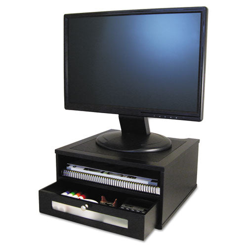 Midnight Black Collection Monitor Riser, 13" X 13" X 6.5", Black, Supports 50 Lbs.