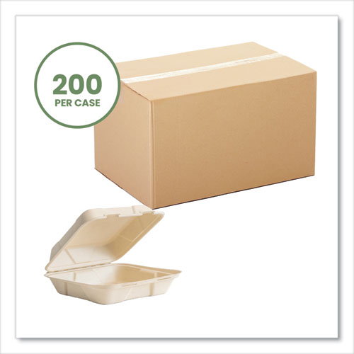 Nourish Molded Fiber Takeout Container, 9 X 10 X 2, Natural, Sugarcane, 200/carton
