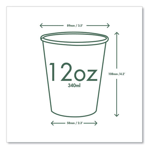 89-series Hot Cup, Compostable, 12 Oz, Green/white, 1,000/carton.