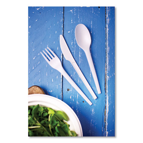 White Cpla Cutlery, Compostable, Fork, 1,000/carton.