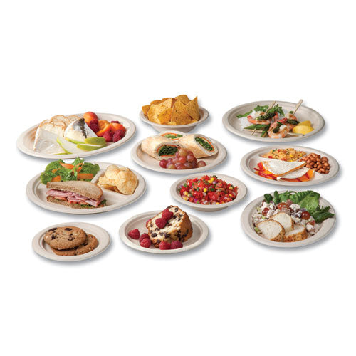 Molded Fiber Tableware, Compostable, Plate, 6" Diameter, White, 1,000/carton.