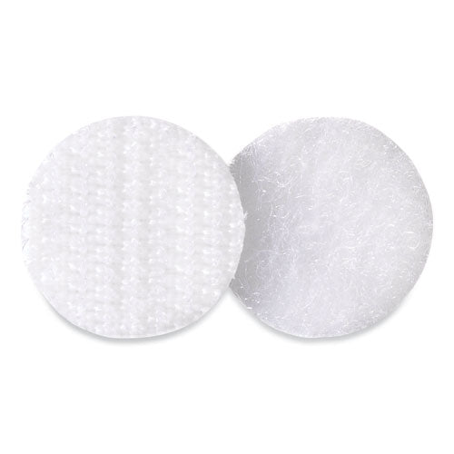 Sticky-back Fasteners, Removable Adhesive, 0.63" Dia, White, 15/pack.