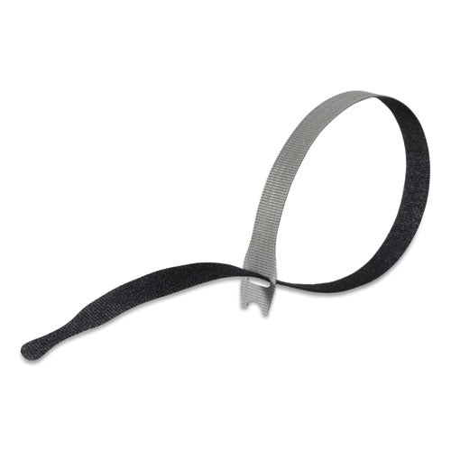 One-wrap Pre-cut Thin Ties, 0.5" X 15", Black/gray, 30/pack.