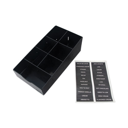 Condiment Caddy, 7 Compartments, 8.75 X 16 X 5.25, Black.