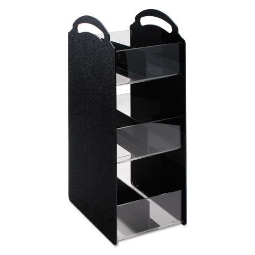 Compact Condiment Organizer, 6 Compartments, 6.13 X 8 X 18, Black.