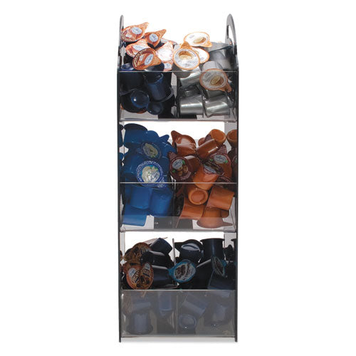 Compact Condiment Organizer, 6 Compartments, 6.13 X 8 X 18, Black.