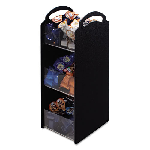 Compact Condiment Organizer, 6 Compartments, 6.13 X 8 X 18, Black.