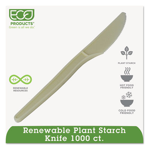 Ecosense Renewable Plant Starch Cutlery, Knife, 7", 50/pack, 20 Packs/carton.