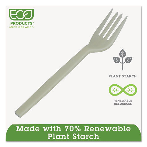 Ecosense Renewable Plant Starch Cutlery, Fork, 7", 50/pack, 20 Packs/carton.