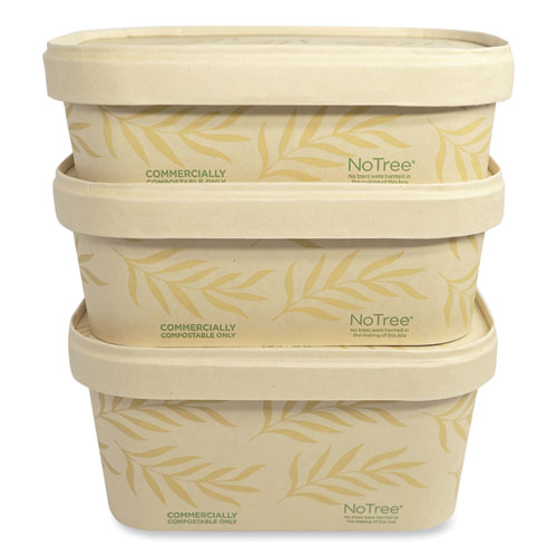 No Tree Rectangular Containers, 24 Oz, 4.7 X 6.8 X 2.3, Natural, Sugarcane, 300/carton.