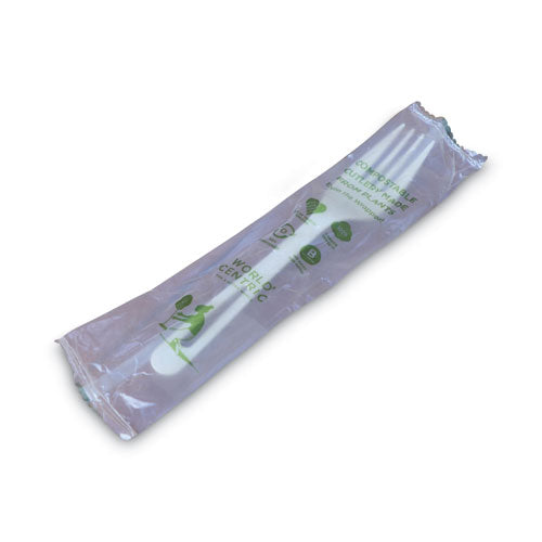 Tpla Compostable Cutlery, Fork, 6.3", White, 750/carton.