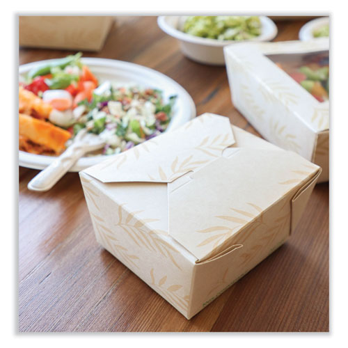 No Tree Folded Takeout Containers, 26 Oz, 4.2 X 5.2 X 2.5, Natural, Sugarcane, 450/carton.