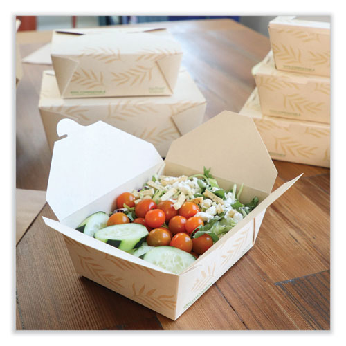 No Tree Folded Takeout Containers, 65 Oz, 6.25 X 8.7 X 2.5, Natural, Sugarcane, 200/carton.