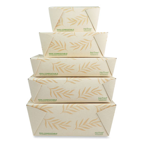 No Tree Folded Takeout Containers, 65 Oz, 6.25 X 8.7 X 2.5, Natural, Sugarcane, 200/carton.