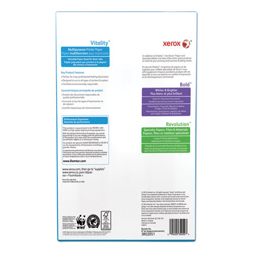 Vitality Multipurpose Print Paper, 92 Bright, 20 Lb Bond Weight, 8.5 X 14, White, 500 Sheets/ream, 10 Reams/carton.