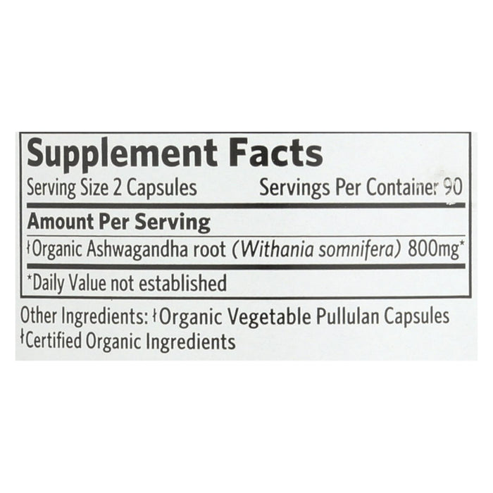 Organic India Ashwagandha Capsules - Bottle - 180 Vege Capsules.
