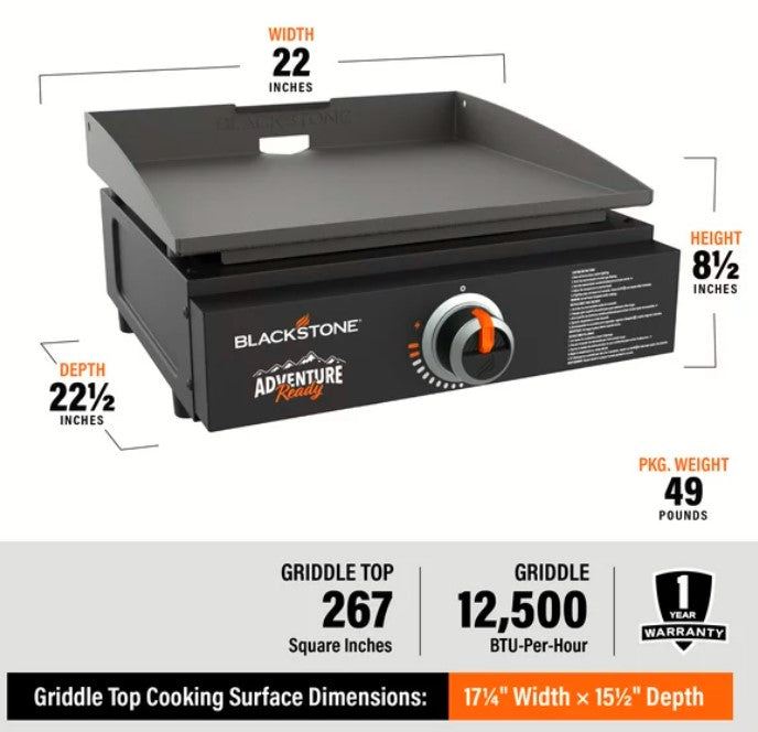 Blackstone Adventure Ready 17" Tabletop Outdoor Griddle - Portable Cooking Solution