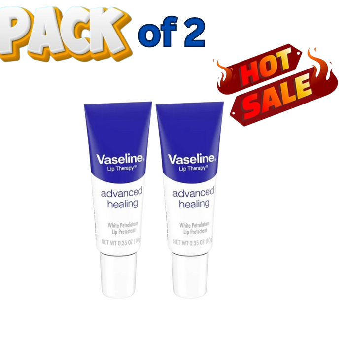 Vaseline Lip Therapy Balm Tube Advanced Healing Lip Moisturizer 0.35 oz 2-Packs