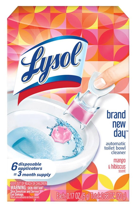 Lysol Click Gel Automatic Toilet Bowl Cleaner, Gel Toilet Bowl Cleaner, For Gel Toilet and Refreshing, Brand New Day Ð Mango & Hibiscus, 6 applicators