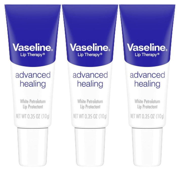 Vaseline Lip Therapy Balm Tube Advanced Healing Lip Moisturizer 0.35 oz 3-Packs