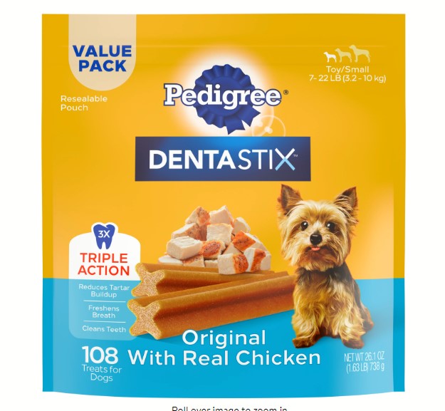 Pedigree Dentastix Original Flavor Dental Bones Treats for Toy/Small Dogs, 1.68 lb. Value Pack (108 Treats)