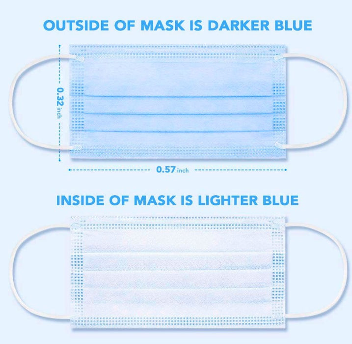 Three-ply General Use Face Mask, Blue, 50/box.