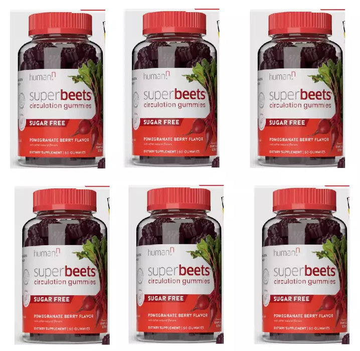 6 PACK -humanN SuperBeets Circulation Gummies - Heart-Healthy Energy