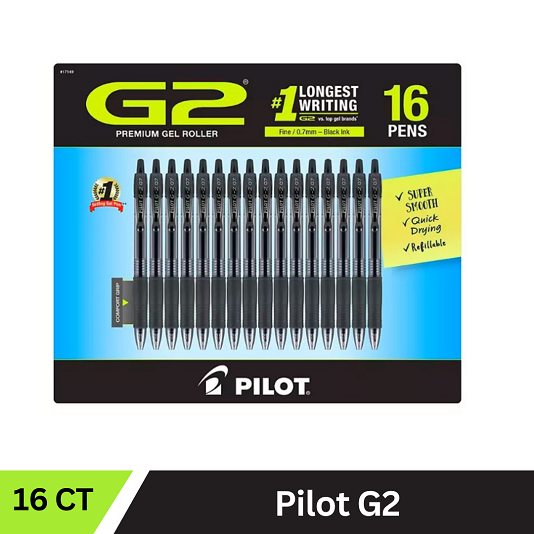 Pilot G2 Retractable Gel Pens, Fine (0.7mm), 16 Pack,