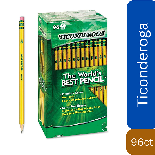 Ticonderoga Woodcase Pencil, HB # 2, Yellow Barrel, 96ct.