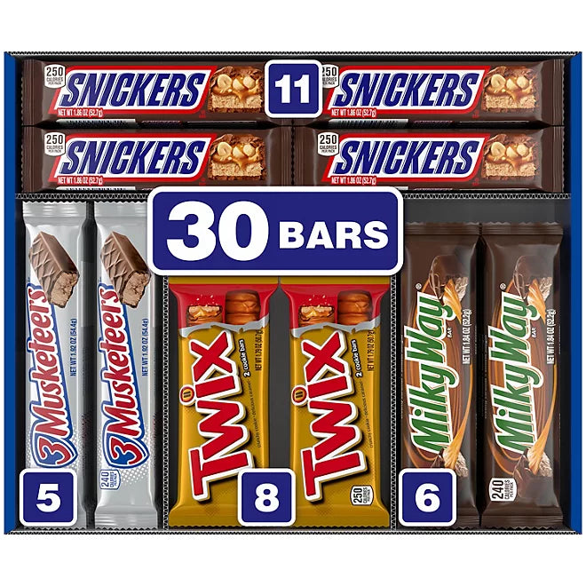 Mars Chocolate Candy Bars, Variety Pack, Full Size, 30 pk.