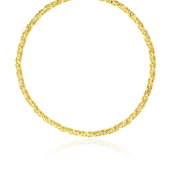 14k Yellow Gold Fancy Byzantine Chain Necklace.