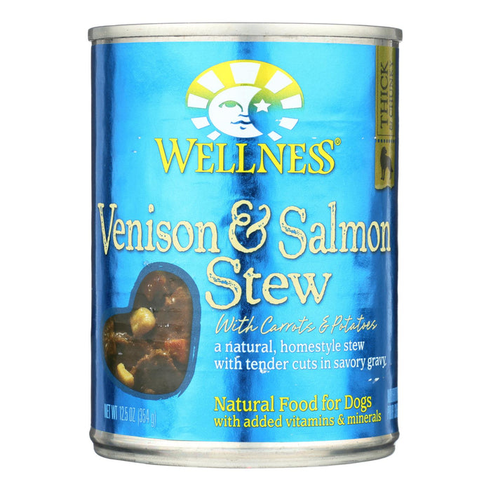 .Wellness Pet Products Dog Food - Venison And Salmon With Potatoes And Carrots - Case Of 12 - 12.5 Oz.