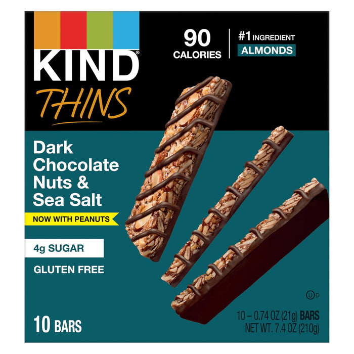 Kind - Thins Dark Chocolate Nuts & Sea Salt Peanut - Case Of 6-7.40 Oz.