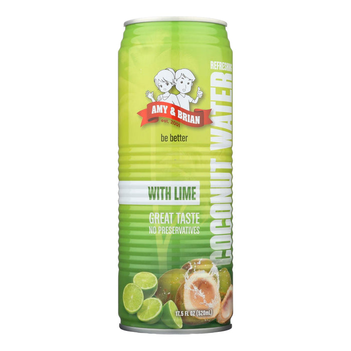 Amy And Brian -Coconut Water With Lime - Case Of 12 - 17.5 Fl Oz