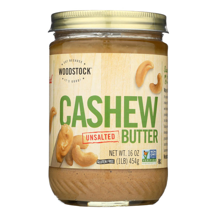 Woodstock Non-gmo Unsalted Smooth Cashew Butter - Case Of 12 - 16 Oz.