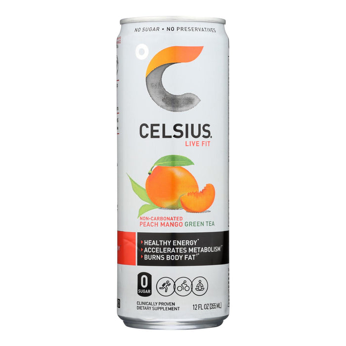 Celcius Live Fit Peach Mango Non-carbonated Green Tea  - Case Of 12 - 12  Fz