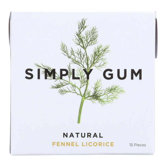 Simply Gum All Natural Gum - Fennel Licorice - Case Of 12 - 15 Count.