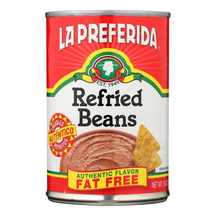 La Preferida Refried Beans - Fat Free -Case Of 12 - 16 Oz