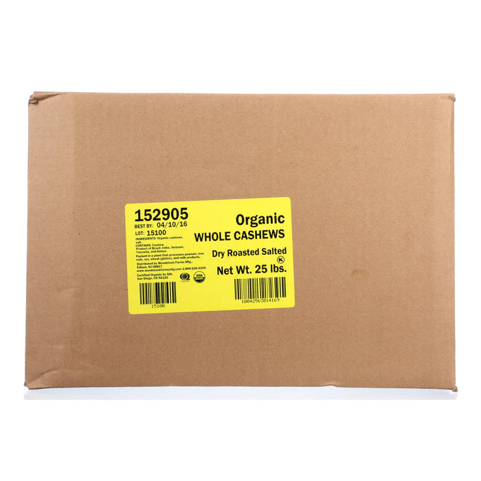 Bulk Nuts Cashews Organic Whole Fancy Roasted And Salted - Single Bulk Item - 25 lb