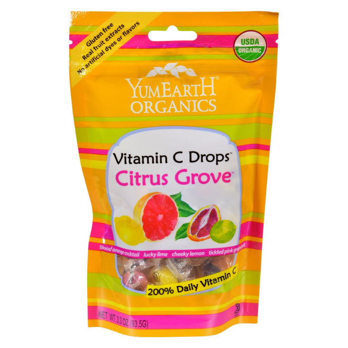 Yummy Earth Organic Vitamin C Drops - Citrus Grove - Case Of 6 - 3.3 Oz.