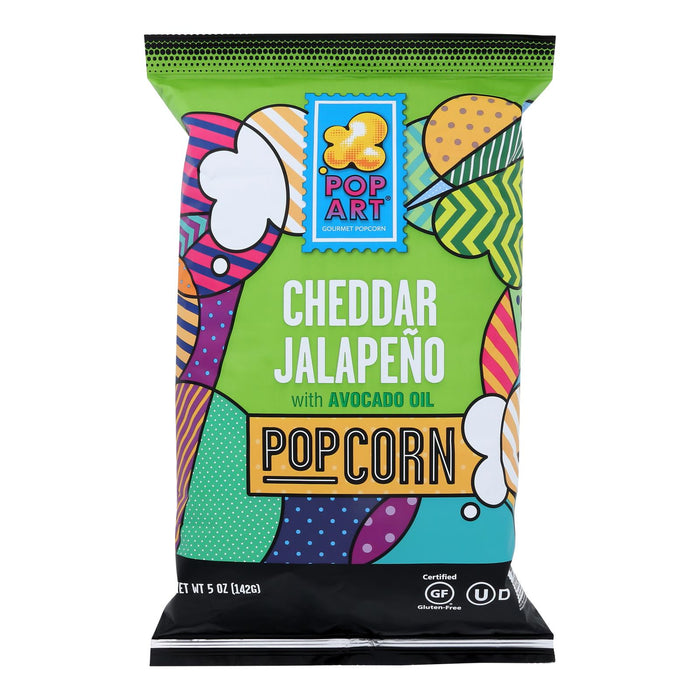 Pop Art Gourmet Popcorn -White Cheddar Jalapeno - Case Of 9 - 5 Oz.