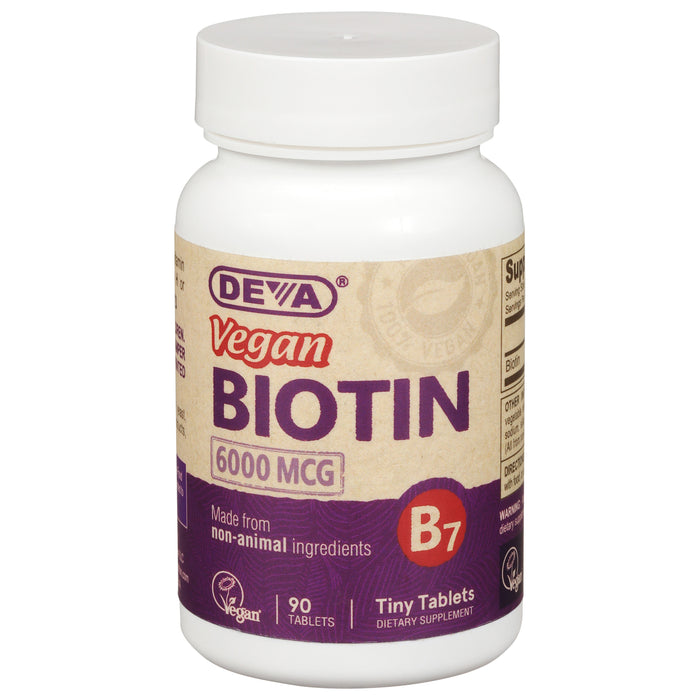 Deva Vegan Vitamins - Vegan Biotin 6000 Mcg - 90 Tablets .