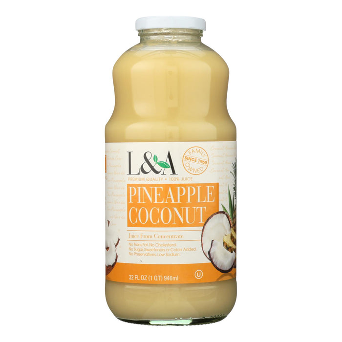 L And A Juice -Pineapple Coconut - Case Of 6 - 32 Fl Oz.