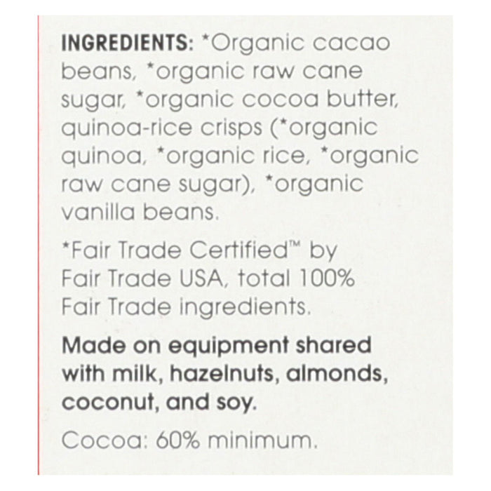 Alter Eco Americas Organic Chocolate Bar -Dark Quinoa - 2.82 Oz Bars - Case Of 12