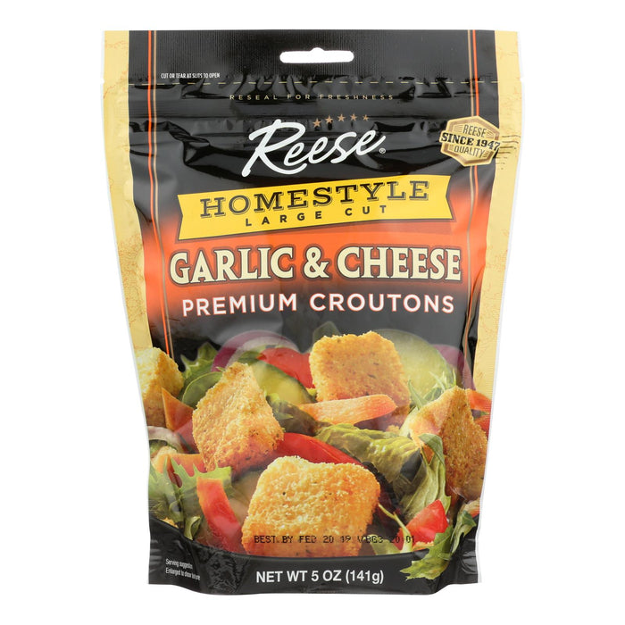 Reese Whole Grain Croutons - Garlic And Cheese - Case Of 12 - 5 Oz